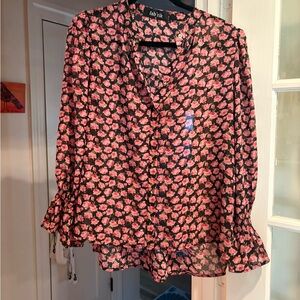 Fab'rik Black and Pink Floral Blouse